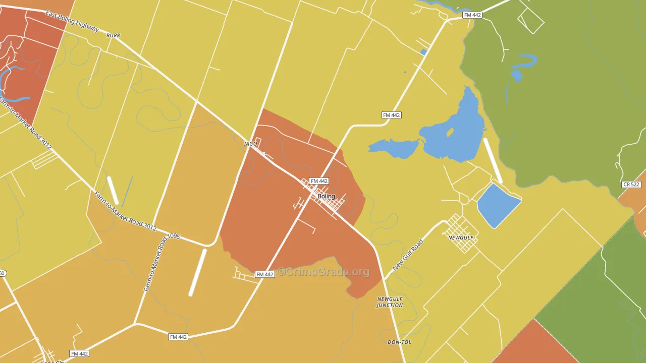 Boling, TX Map of Murder Rates