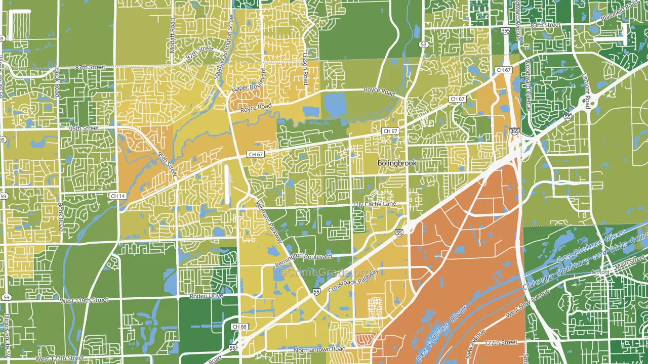Bolingbrook, IL Map of Murder Rates