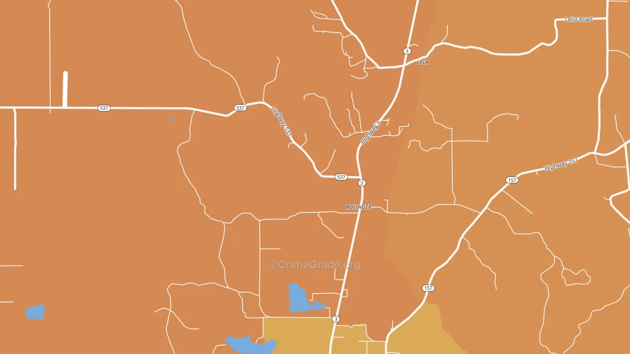 Bolinger, LA Map of Murder Rates