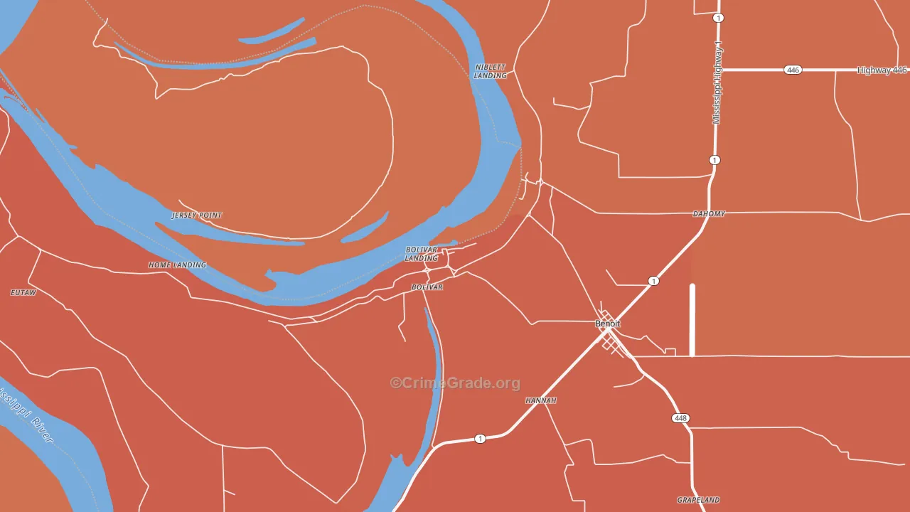 Bolivar, MS Map of Murder Rates