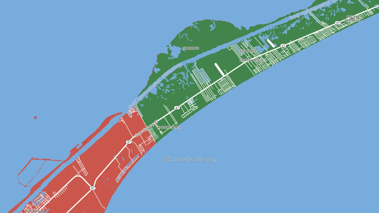 Bolivar Peninsula, TX Map of Murder Rates