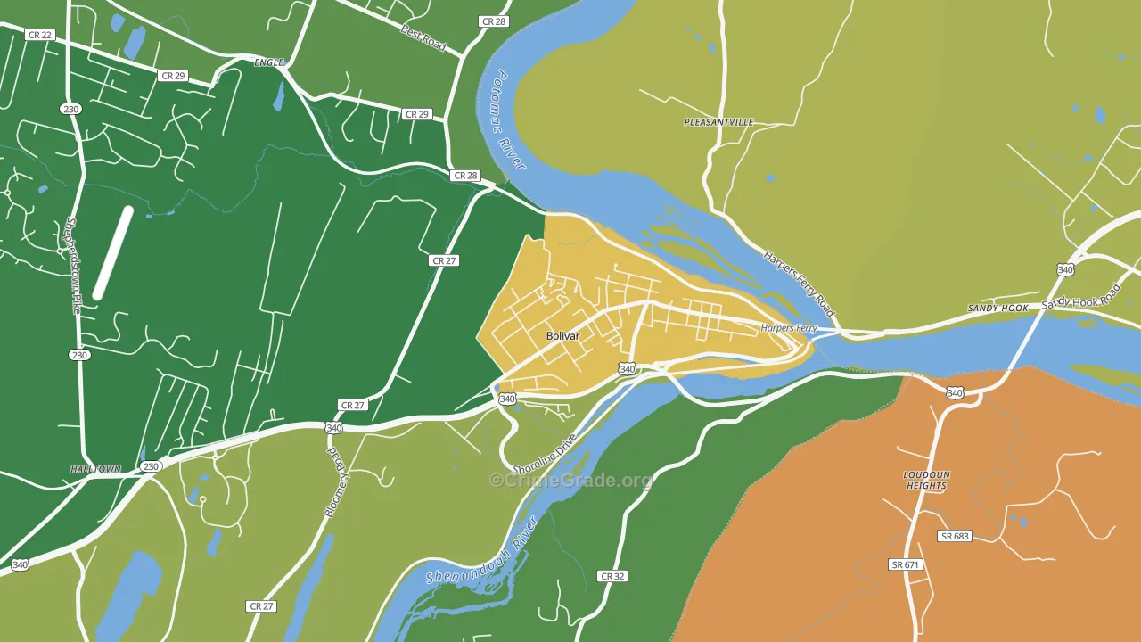 Bolivar, WV Map of Murder Rates
