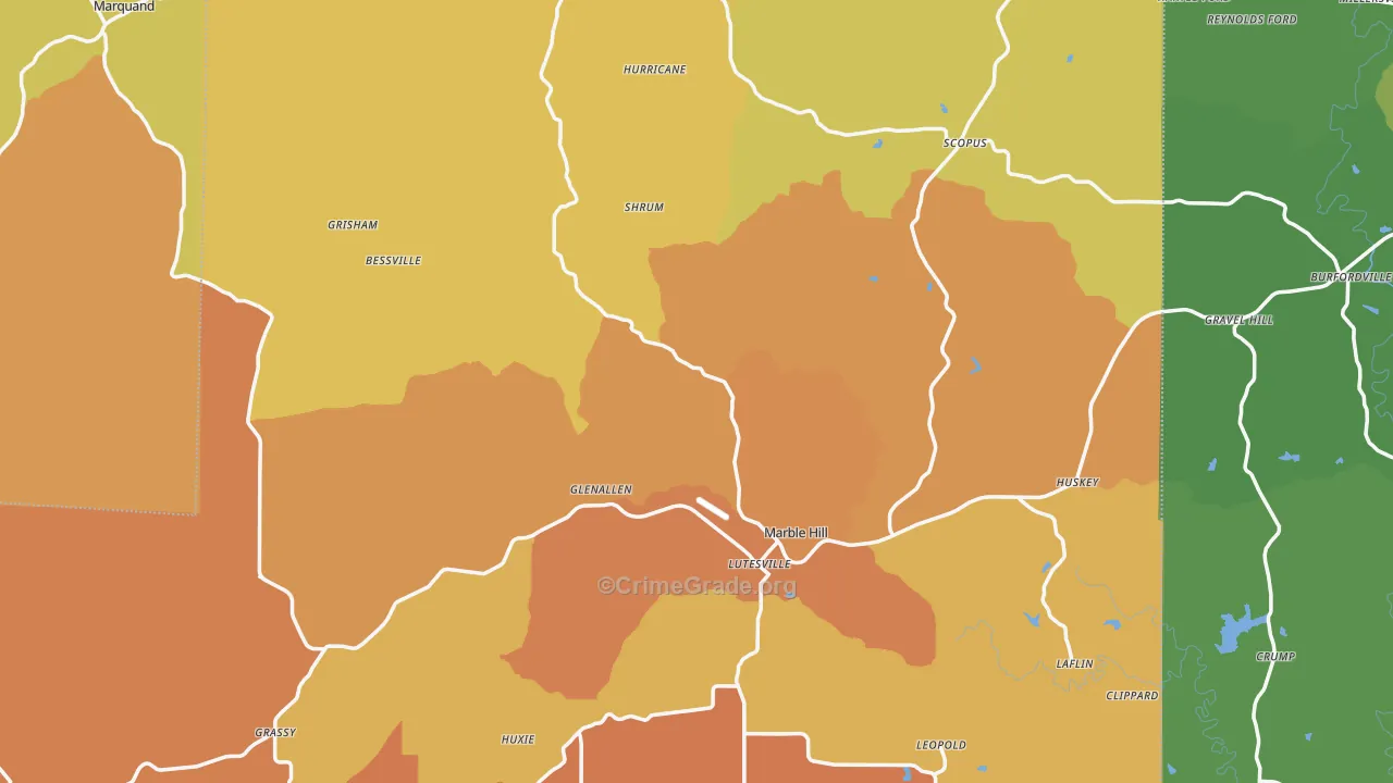 Bollinger County, MO Map of Murder Rates