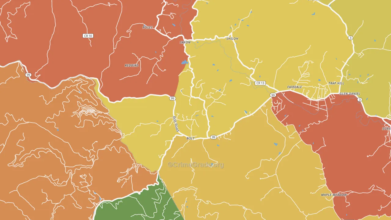 Bolt, WV Map of Murder Rates