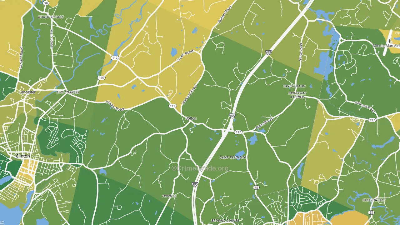 Bolton, MA Map of Murder Rates