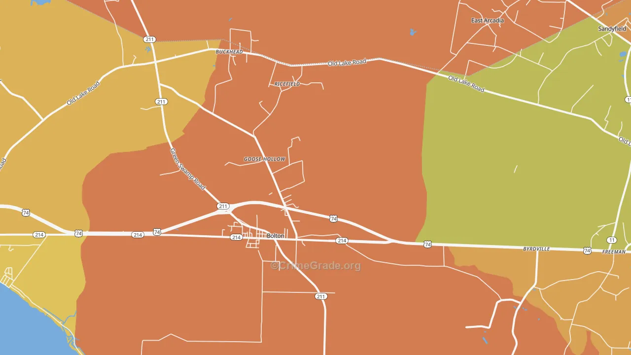 Bolton, NC Map of Murder Rates