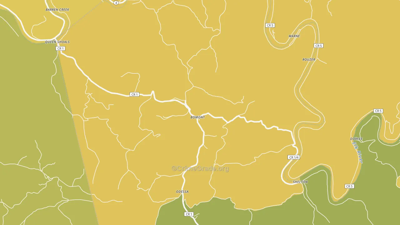 Bomont, WV Map of Murder Rates