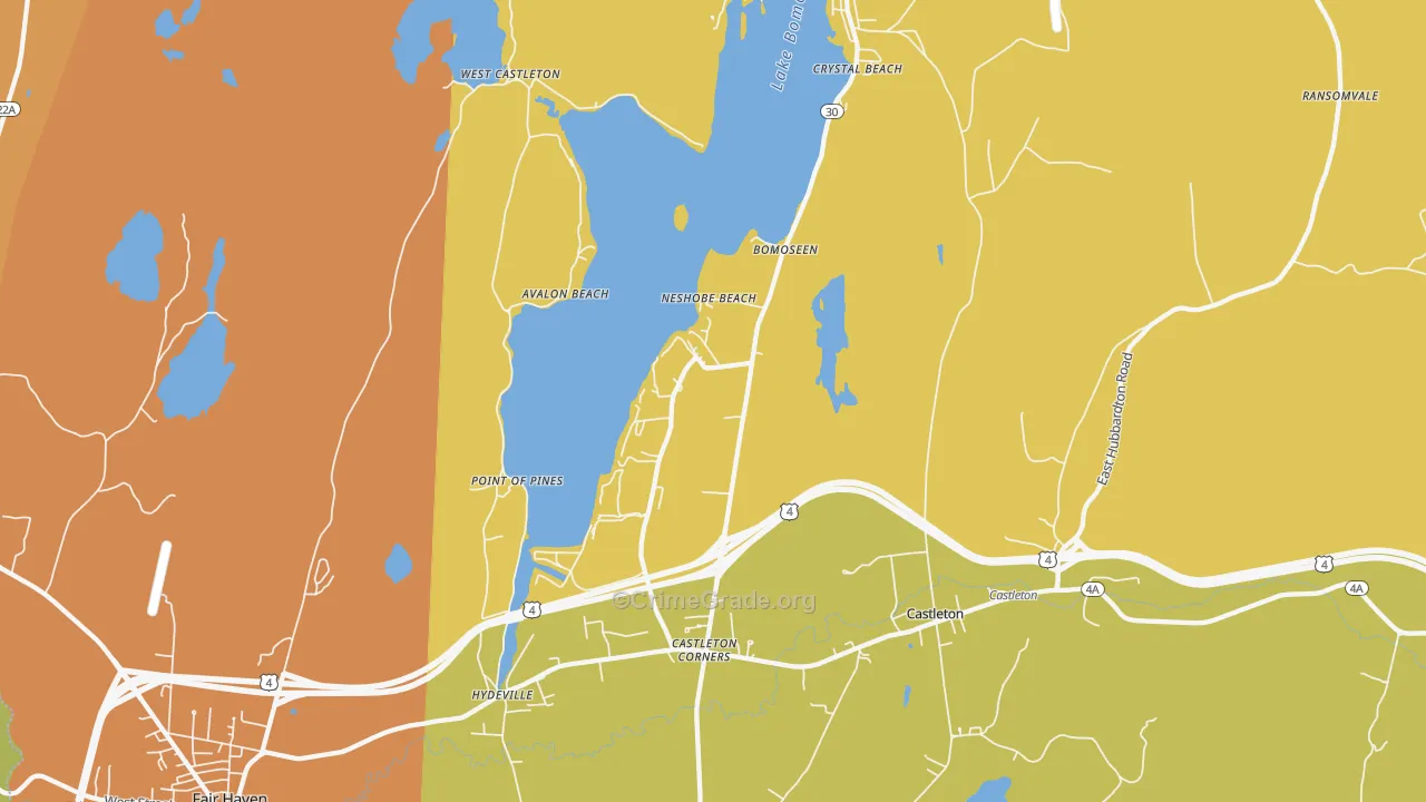 Bomoseen, VT Map of Murder Rates