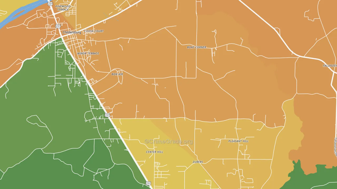 Bon Air, AL Map of Murder Rates