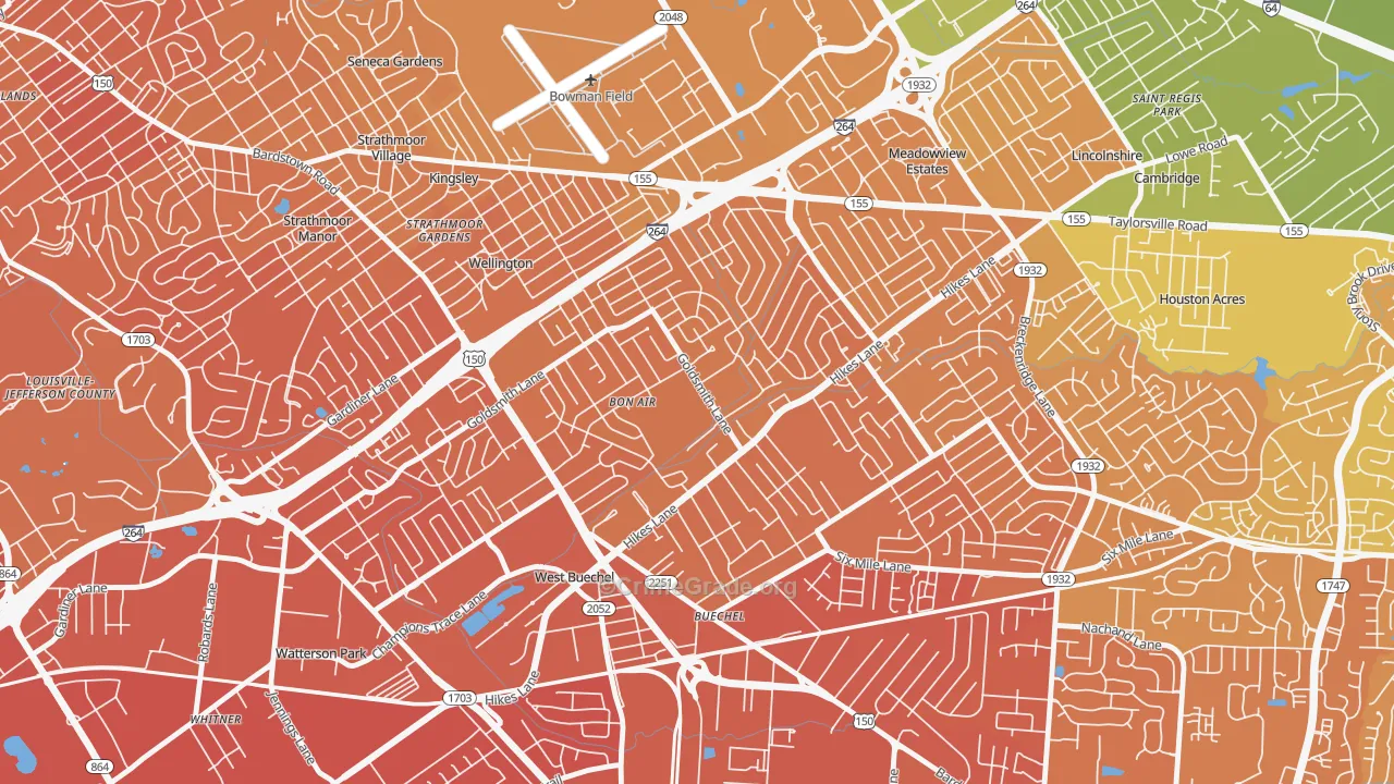 Bon Air, Louisville, KY Map of Murder Rates