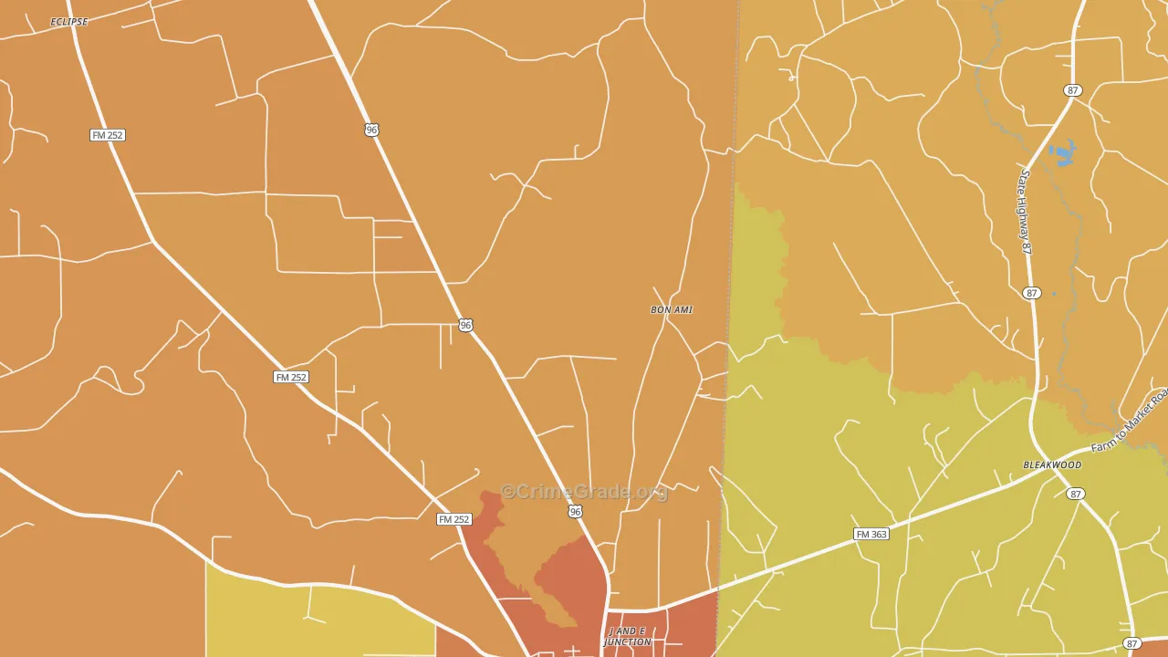 Bon Ami, TX Map of Murder Rates