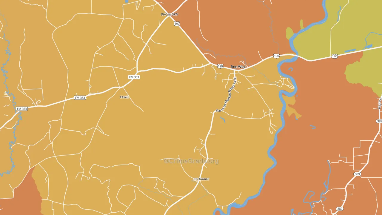 Bon Wier, TX Map of Murder Rates