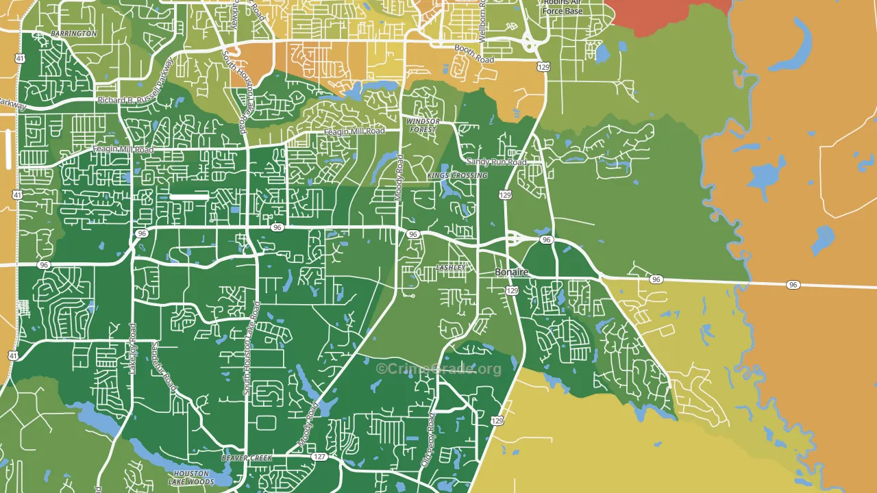 Bonaire, GA Map of Murder Rates