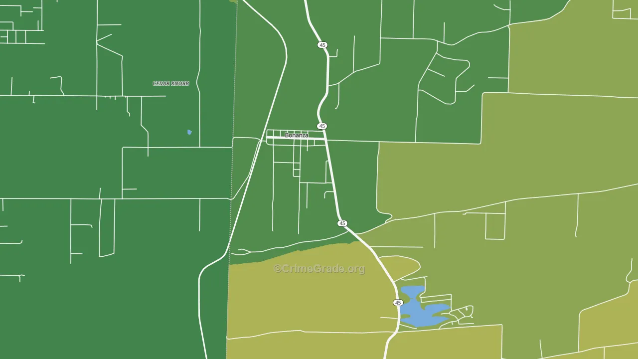 Bonanza, AR Map of Murder Rates