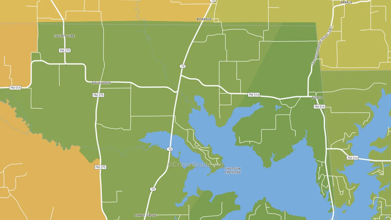 Bonanza, TX Map of Murder Rates
