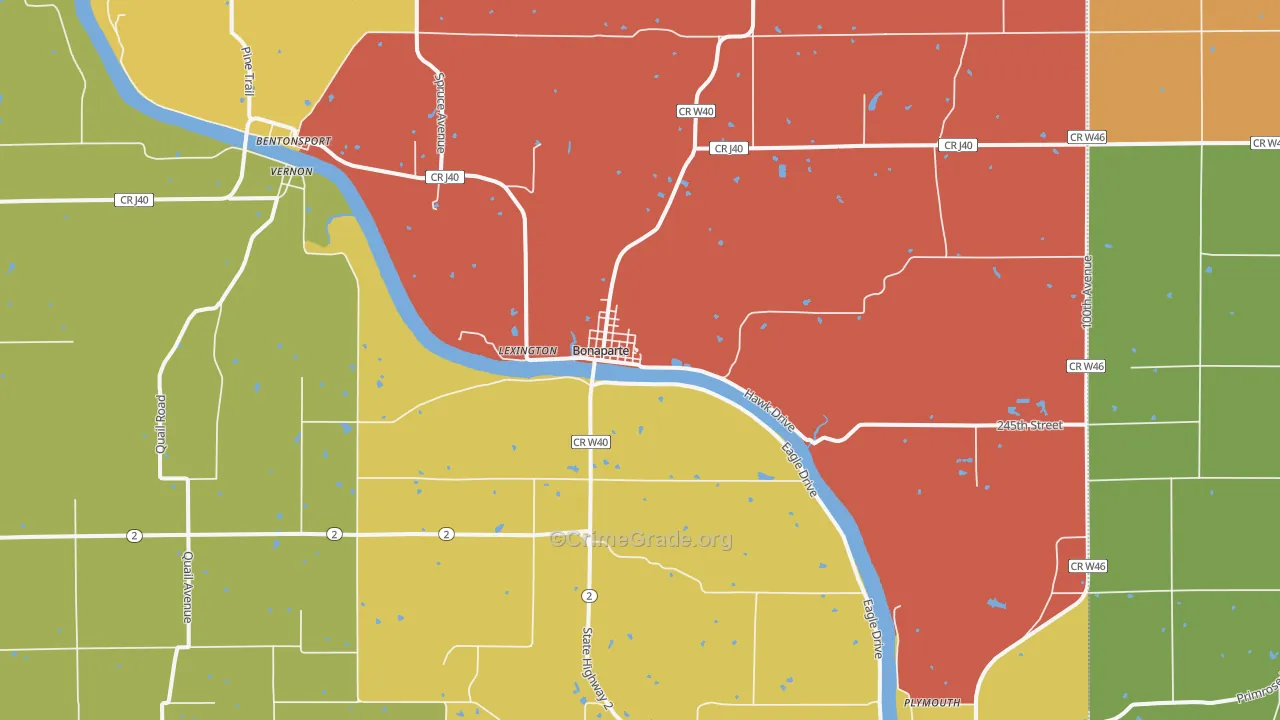 Bonaparte, IA Map of Murder Rates
