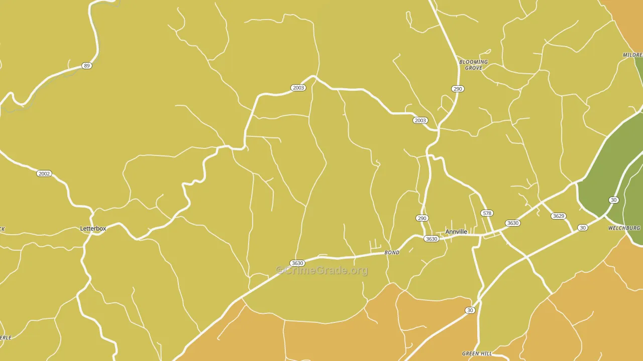 Bond, KY Map of Murder Rates