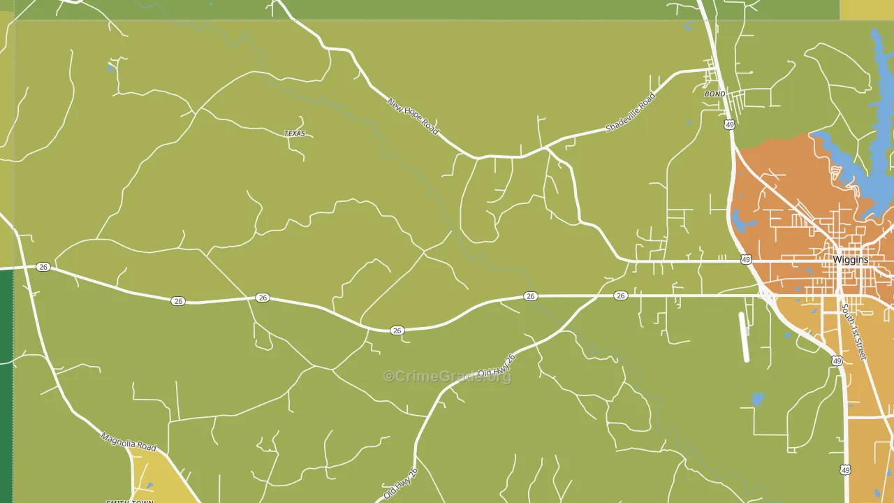 Bond, MS Map of Murder Rates