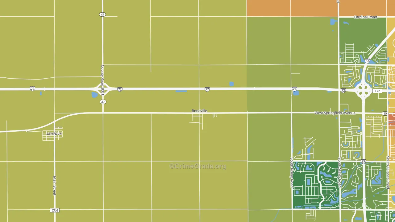 Bondville, IL Map of Murder Rates