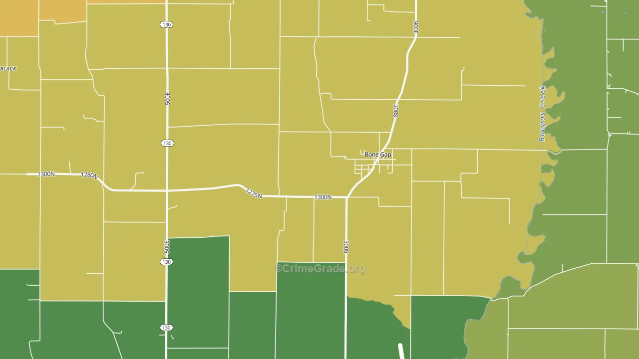 Bone Gap, IL Map of Murder Rates