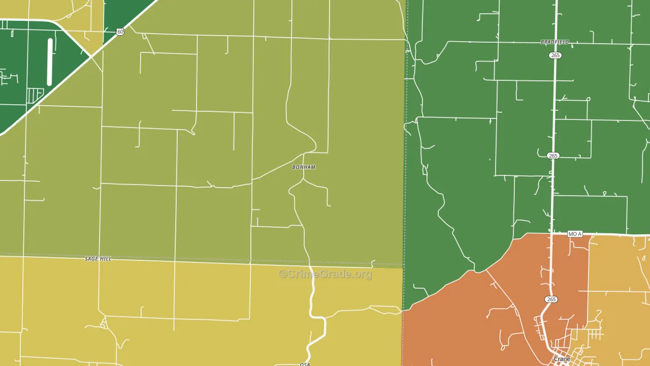 Bonham, MO Map of Murder Rates