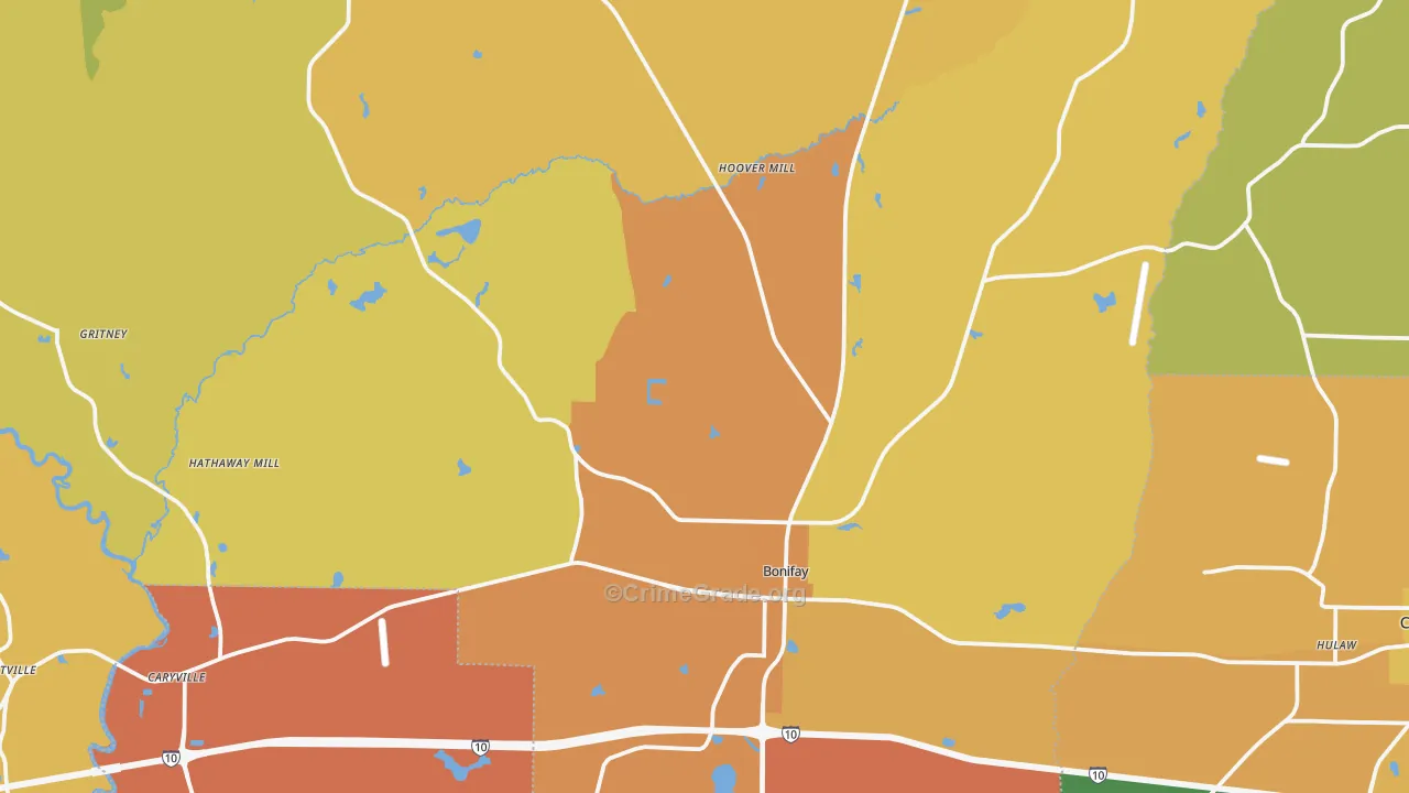 Bonifay, FL Map of Murder Rates