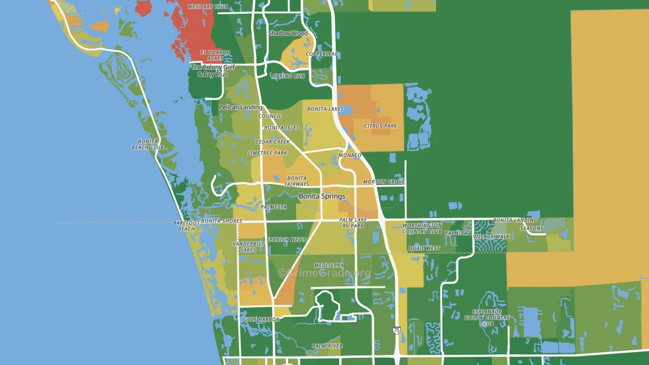 Bonita Springs, FL Map of Murder Rates