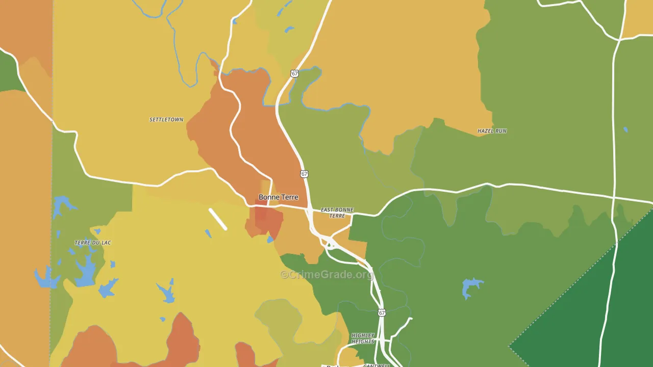 Bonne Terre, MO Map of Murder Rates
