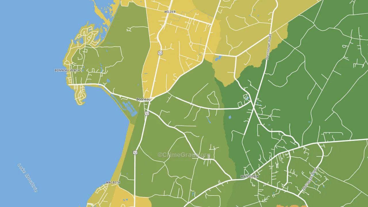 Bonneau, SC Map of Murder Rates