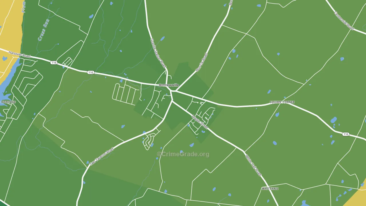 Bonneauville, PA Map of Murder Rates