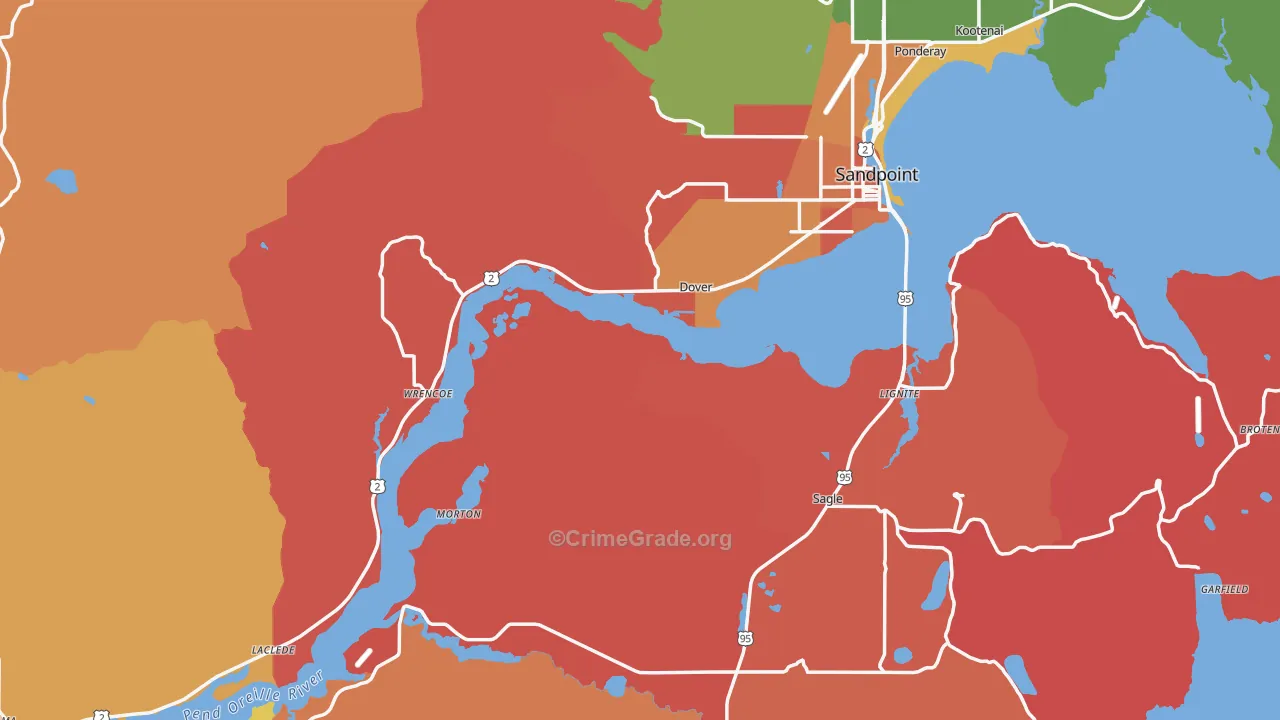 Bonner County, ID Map of Murder Rates