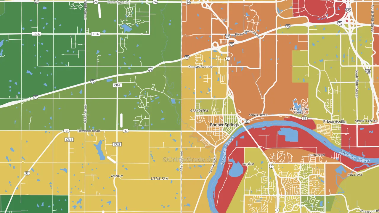 Bonner Springs, KS Map of Murder Rates
