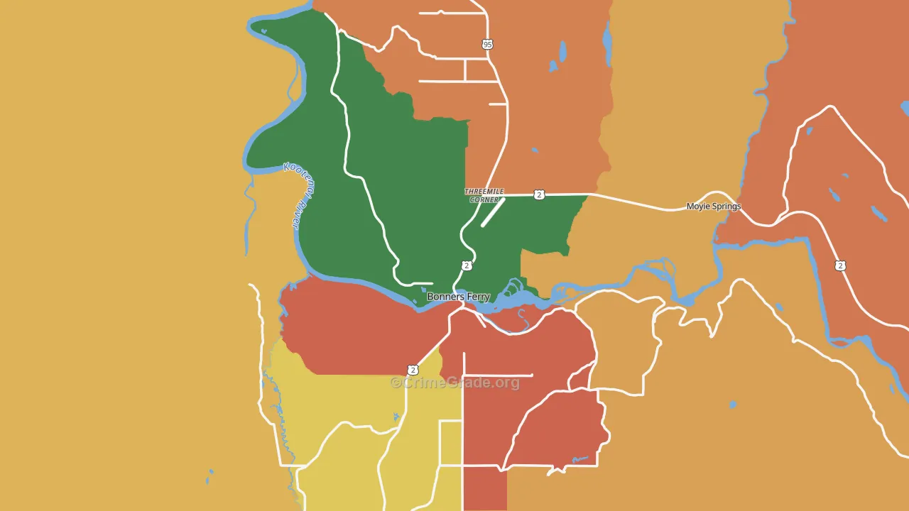 Bonners Ferry, ID Map of Murder Rates
