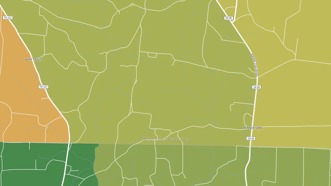 Bonnertown, TN Map of Murder Rates