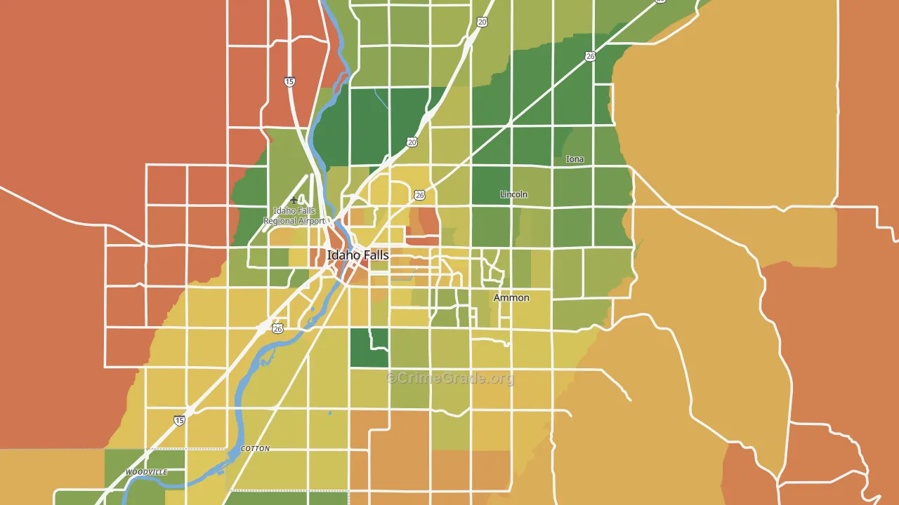 Bonneville County, ID Map of Murder Rates