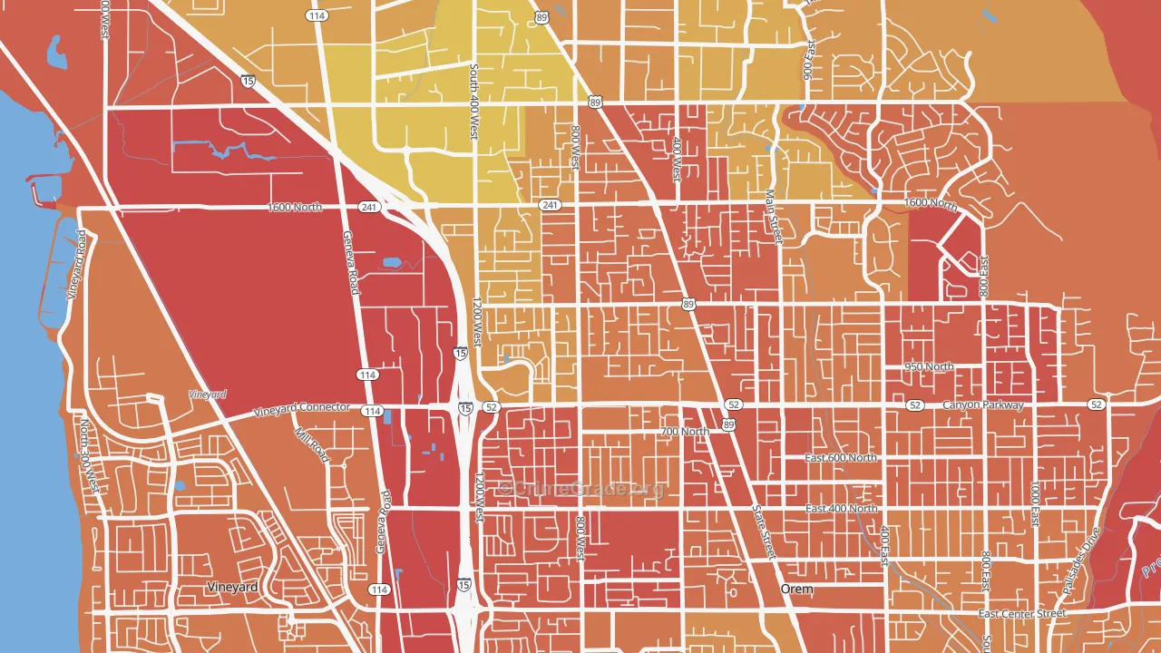 Bonneville, Orem, UT Map of Murder Rates