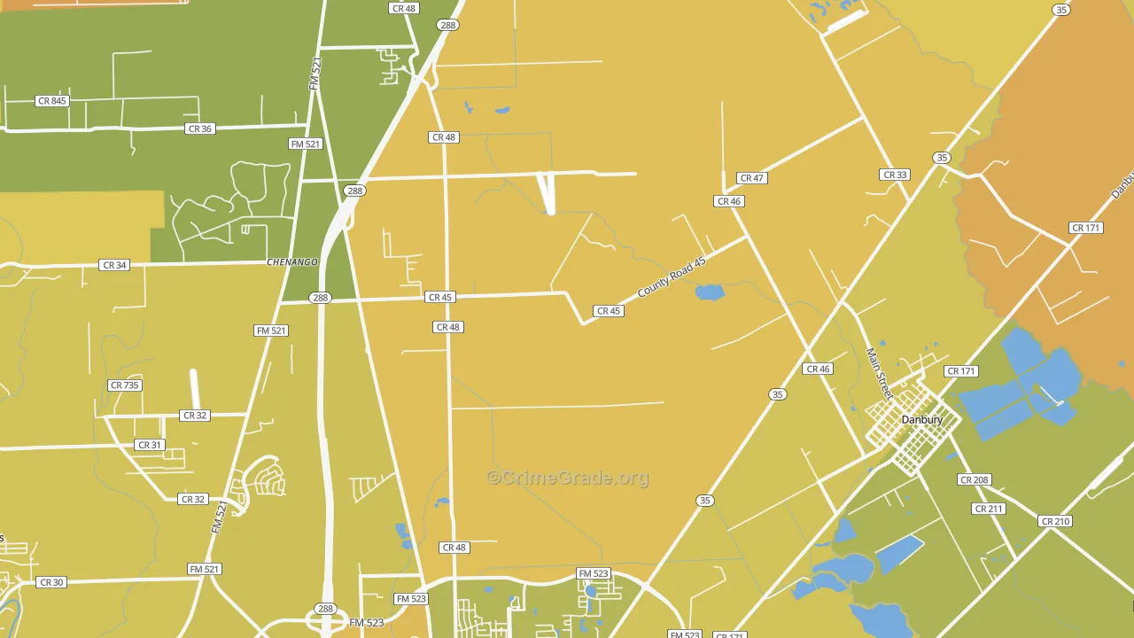 Bonney, TX Map of Murder Rates