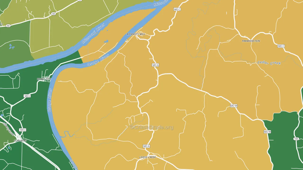 Bonnots Mill, MO Map of Murder Rates