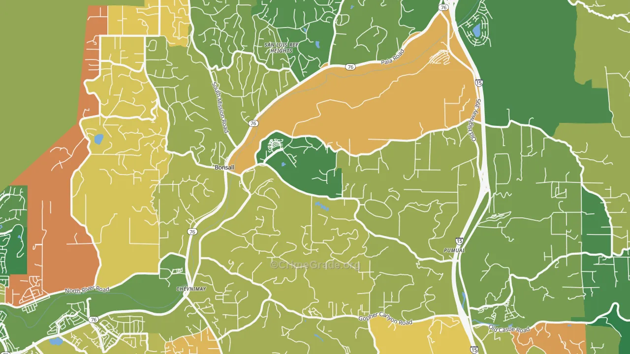 Bonsall, CA Map of Murder Rates