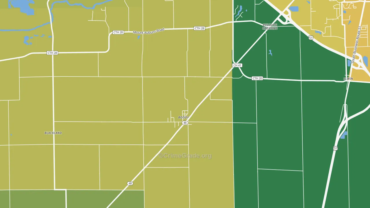 Boody, IL Map of Murder Rates