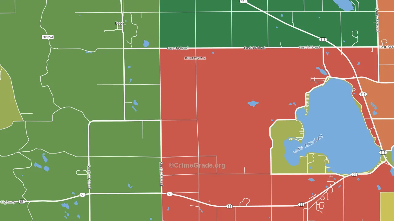 Boon, MI Map of Murder Rates