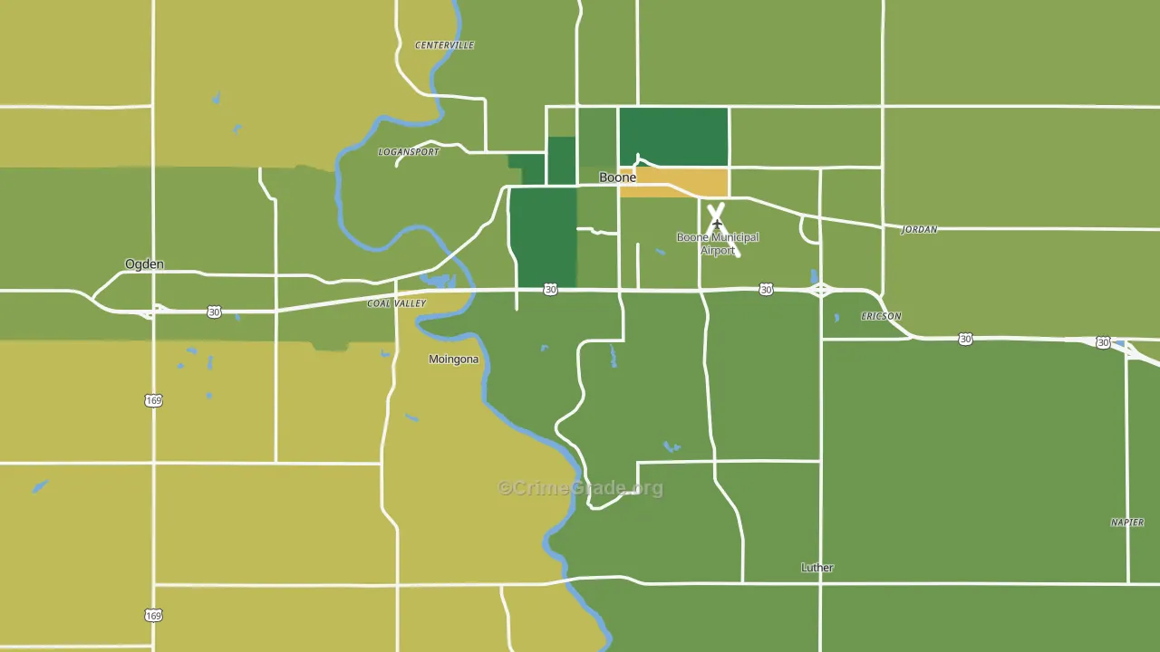 Boone County, IA Map of Murder Rates