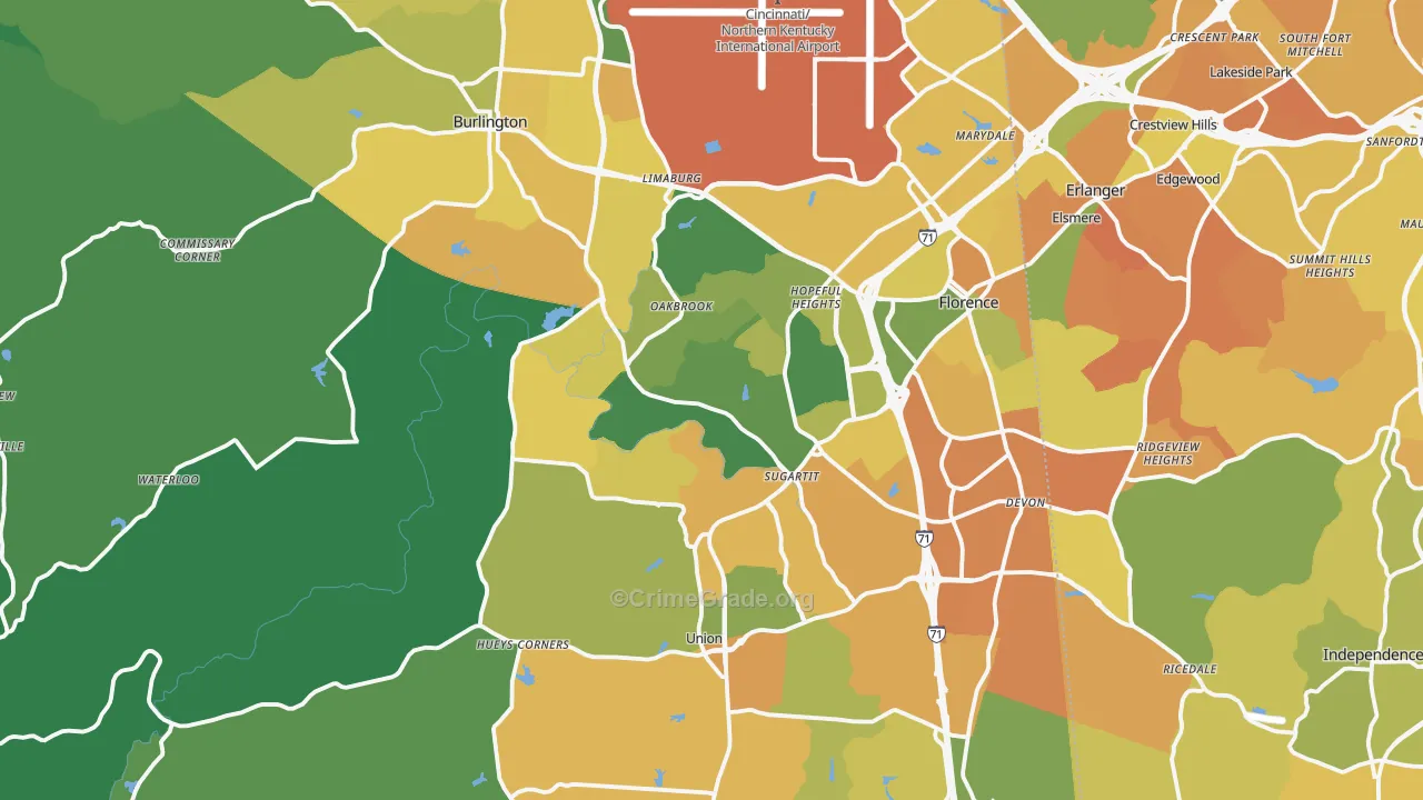 Boone County, KY Map of Murder Rates