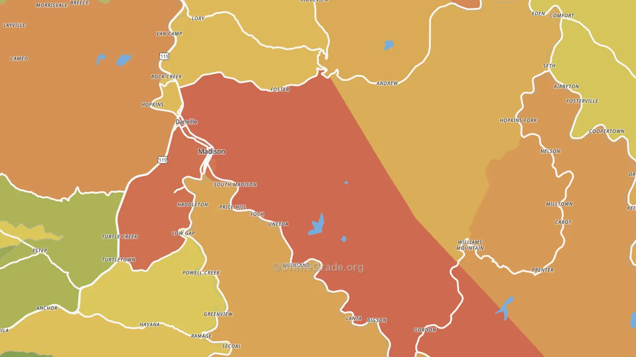 Boone County, WV Map of Murder Rates