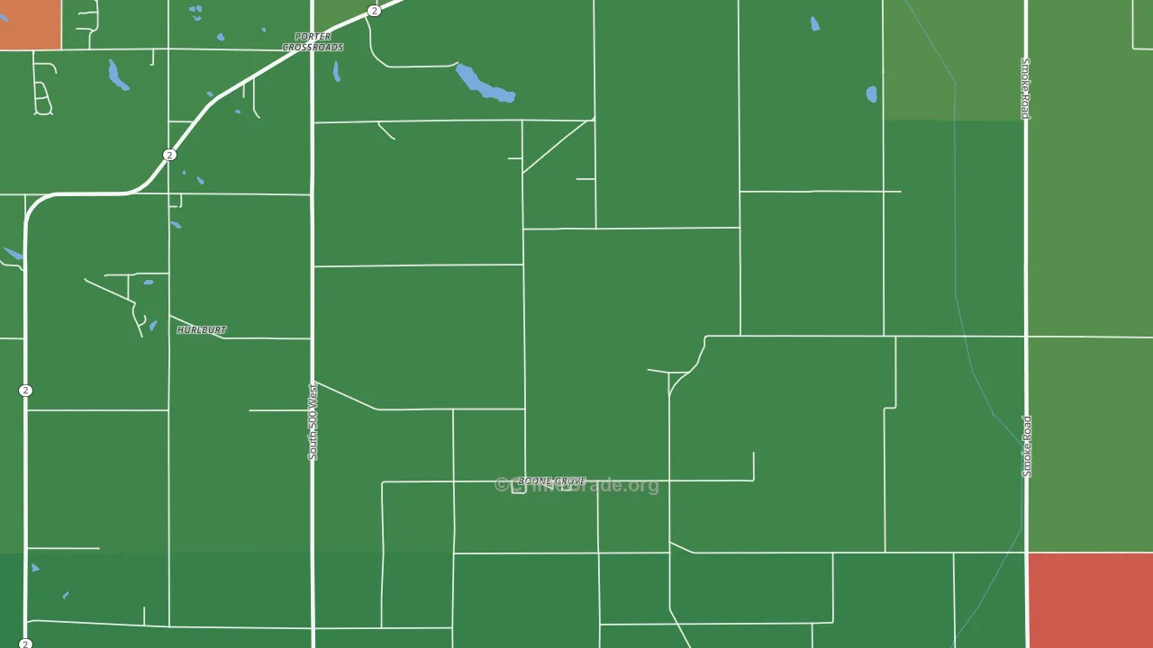 Boone Grove, IN Map of Murder Rates