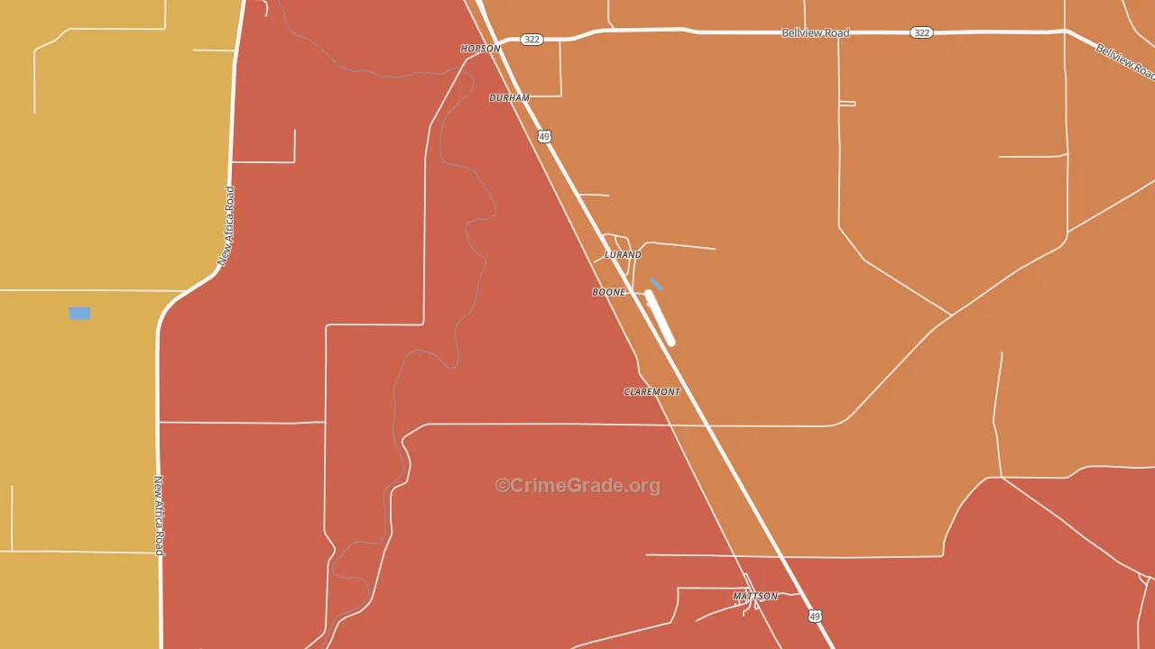 Boone, MS Map of Murder Rates