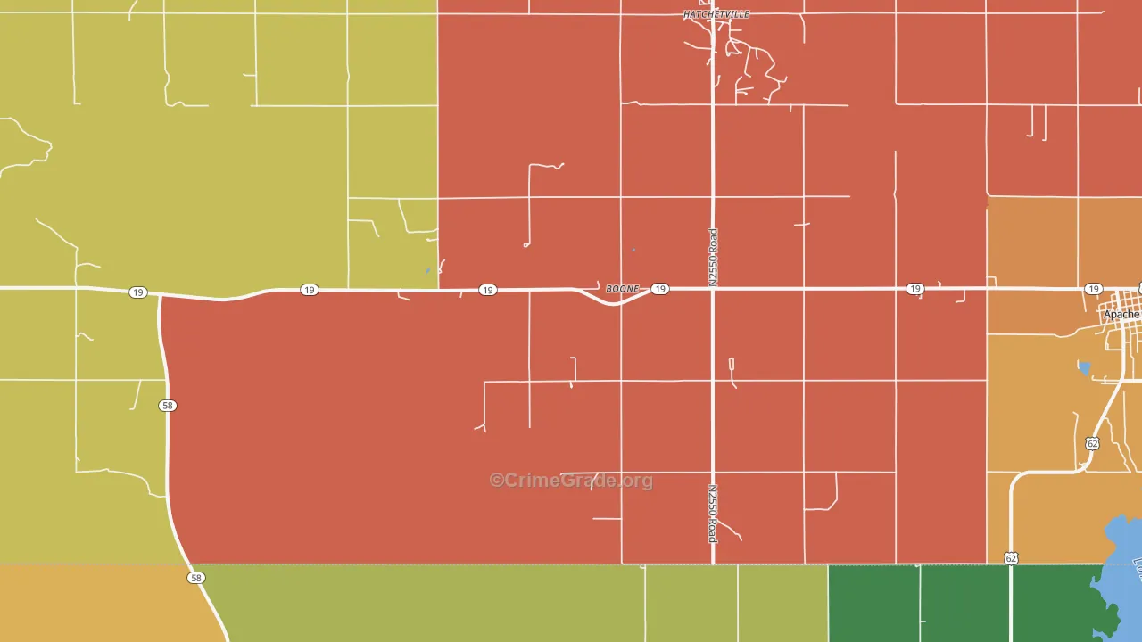 Boone, OK Map of Murder Rates