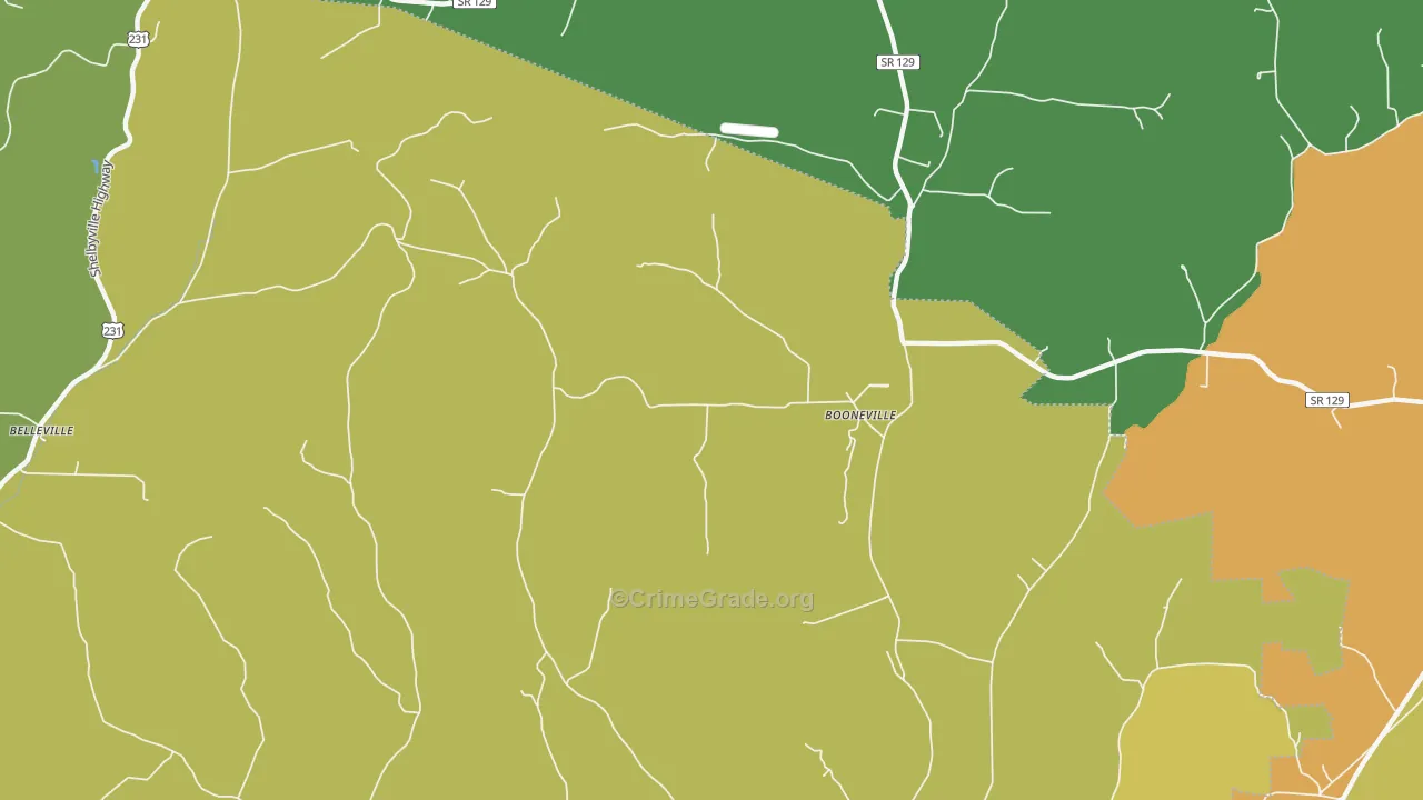 Booneville, TN Map of Murder Rates