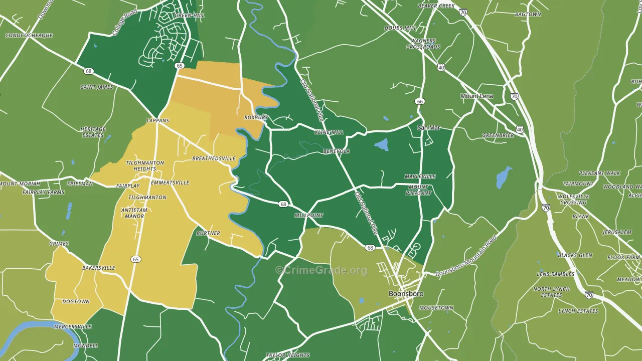 Boonsboro, MD Map of Murder Rates