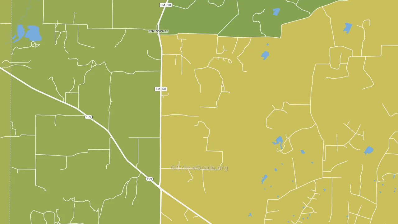 Boonsville, TX Map of Murder Rates